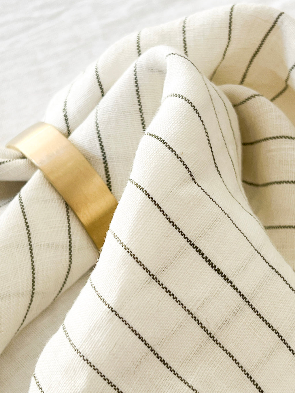 Flou. Design 100% Linen Napkins - Striped Olive (Set of four) (7683118301433)