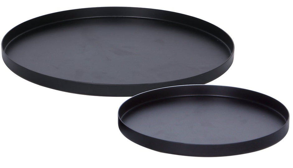Round Tray Set of 2 - Black - Norsu Interiors (4719552954452)